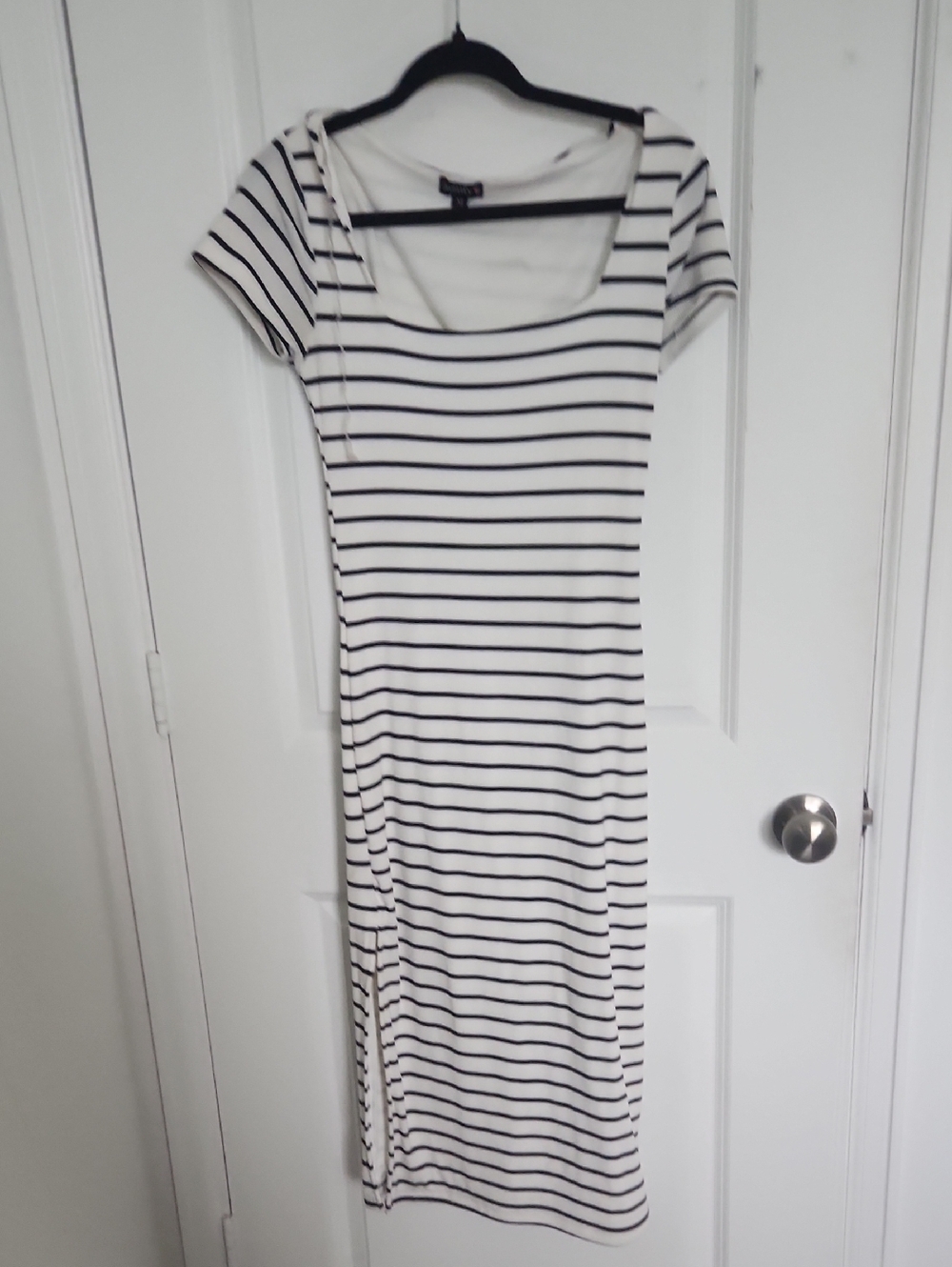 Justify White Maxi Dress with Black Stripes